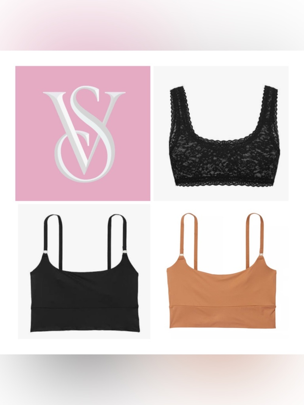 Lot of 3 Victoria’s Secret Bralettes in Size Small NWT in Black, Black and Nude